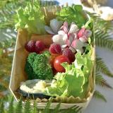 Fruity crudité folly served in a wooden container