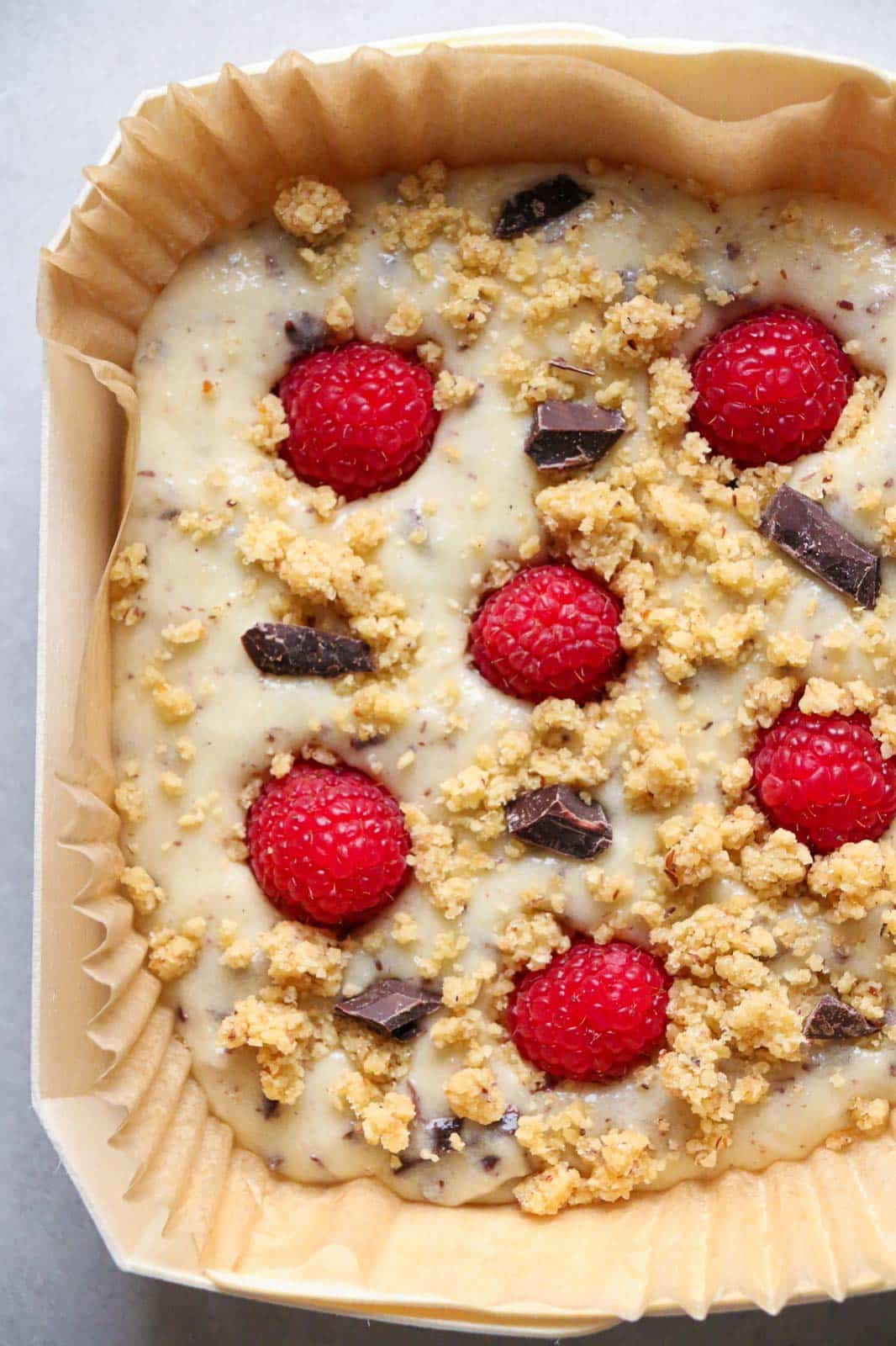 Recette Panibois : Financier tigré aux framboises & streusel