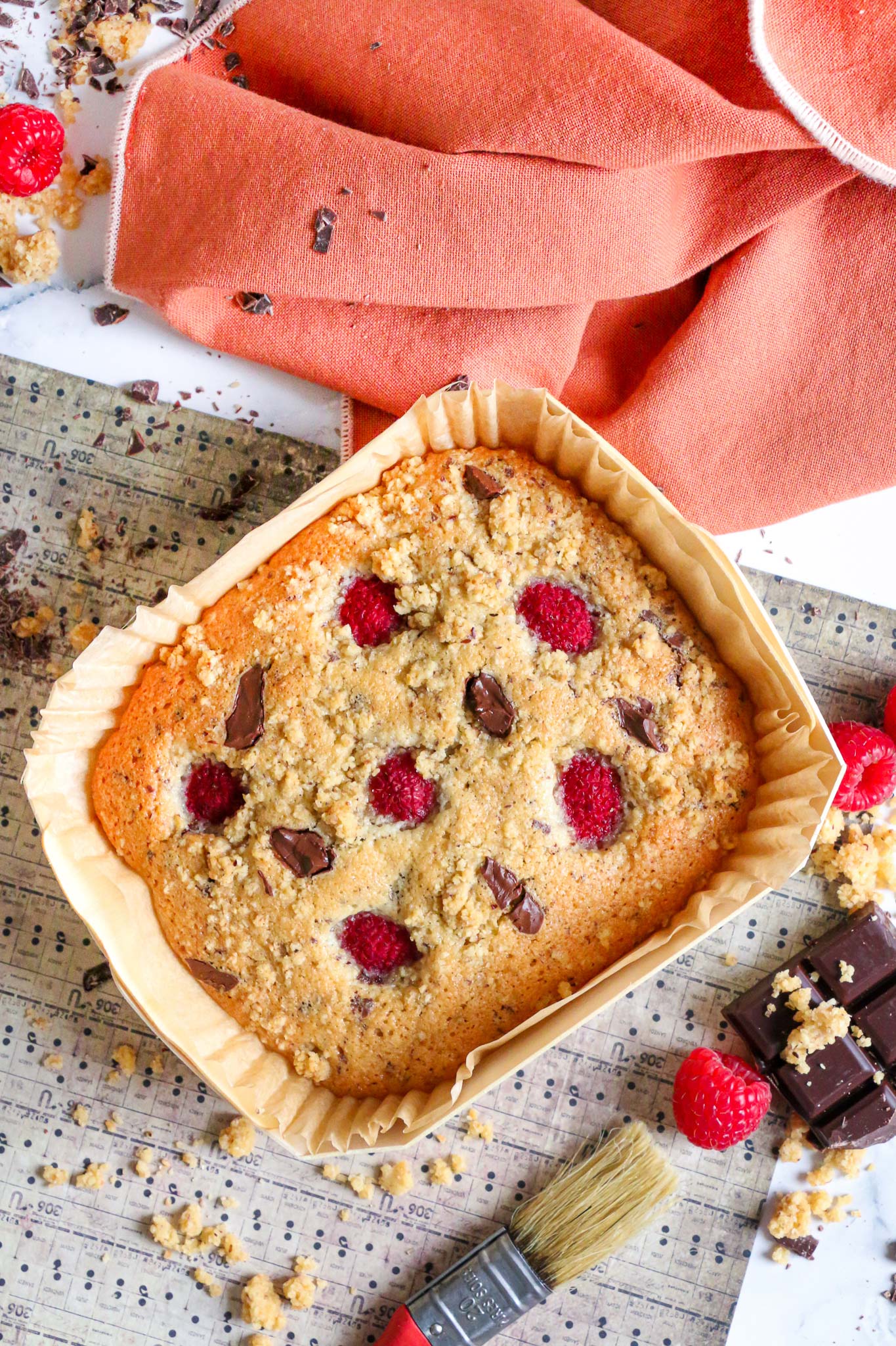 Recette Panibois : Financier tigré aux framboises & streusel